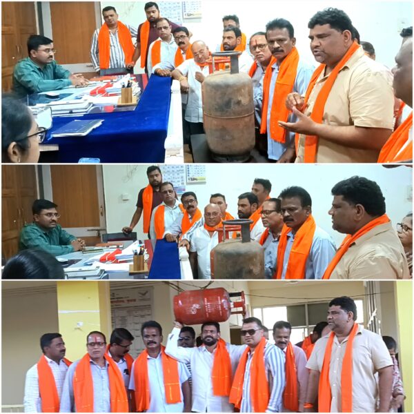 गॅस सिलेंडरचा पुरवठा सुरळीत झाला नाही तर मंगळवारी जिल्हाधिकारी कार्यालय येथे ठिय्या आंदोलन