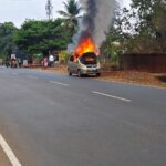 कणकवली कनकनगर येथे कार पेटली