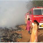 कुडाळ येथे कचरा डेपोला आग