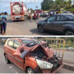 कुडाळ येथे हॉटेल लेमन ग्रासच्या समोर अपघात