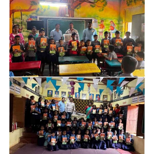 पालकमंत्री नितेश राणे यांच्या वाढदिवसानिमित्त कुडाळ भाजपच्या वतीने शालेय विद्यार्थ्यांना वह्या व खाऊचे वाटप