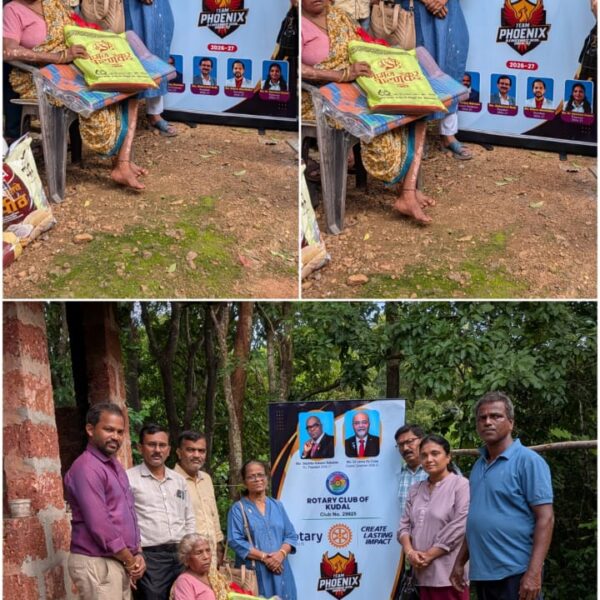 रोटरी क्लब ऑफ कुडाळच्या माध्यमातून निराधार वृद्ध महिलेला गृहोपयोगी साहित्य वाटप