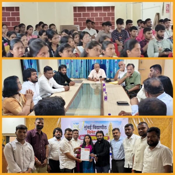 जिल्ह्यातील मुंबई विद्यापीठाशी संलग्न महाविद्यालयांतील विद्यार्थ्यांच्या प्रलंबित समस्यांबाबत नगरसेवक मंदार शिरसाठ यांनी सिनेट सदस्यांना दिले निवेदन